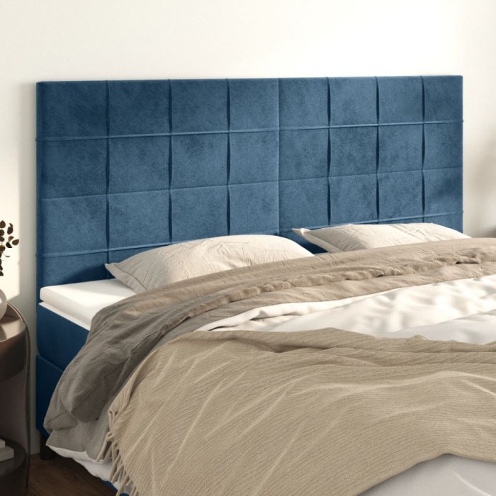 vidaXL Tăblii de pat, 4 buc, albastru &icirc;nchis, 100x5x78/88 cm, catifea 3116402