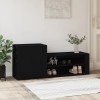 Pantofar Gossi Negru 130x35x54 cm Lemn Prelucrat Dulap Hol 2 Compartimente Banca Depozitare Pantofi