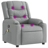 Fotoliu reclinabil cu masaj, gri deschis, material textil