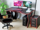 Set Birou PC + Noptiera KL 9.0 Wenge+Rosu