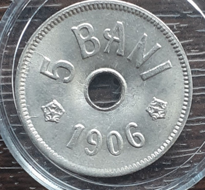 (MR34) MONEDA ROMANIA - 5 BANI 1906, LIT. J, STARE FOARTE BUNA, EROARE DE BATERE foto