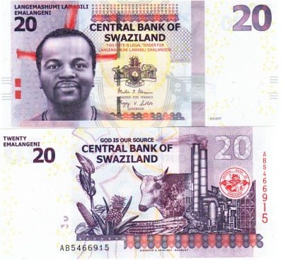 Swaziland 20 Emalangeni 2017 P-37c UNC foto