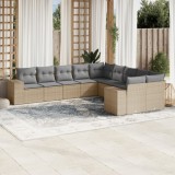 vidaXL Set canapele de grădină cu perne, 10 piese, bej, poliratan 3255446