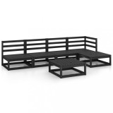 Set mobilier de gradina, 5 piese, negru, lemn masiv de pin
