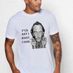 Tricou barbati alb - Dali - I want CASH - XL