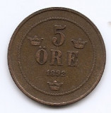 Suedia 5 Ore 1902 - Oscar II (litere mari) Bronz, 27 mm KM-757, Europa