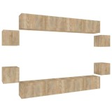 Cumpara ieftin Set dulap TV, 8 piese, stejar sonoma, lemn prelucrat