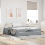 vidaXL Cadru de pat cu depozitare Gri deschis 180 x 200 cm țesătură