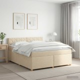Cumpara ieftin Pat boxspring cu saltea cu headboard Crem 160 x 200 cm Tesatura