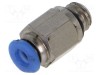 Racord push-in simplu M6 alamă nichelată PNEUMAT pentru aer comprimat și vacuum 3mm 0-10bar