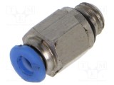 Racord push-in simplu M6 alamă nichelată PNEUMAT pentru aer comprimat și vacuum 3mm 0-10bar