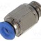 Racord push-in simplu M6 alamă nichelată PNEUMAT pentru aer comprimat și vacuum 3mm 0-10bar