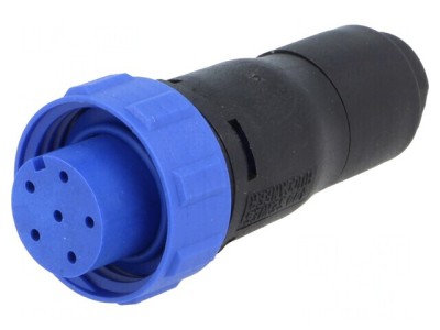 Conector circular mamă 6 pini fără contacte pe cablu foto