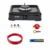 Pachet aragaz 1 ochi, 28&times;28 cm plus (ceas pentru butelie, 2 m furtun pentru gaz, 3 coliere pentru furtun, aprinzator) negru / ZLN 7118_1