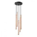 Lampă Suspendată Pastelo Lemn Oțel/Lemn 5 Bec Tub Modern De Interior