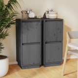 vidaXL Servante, 2 buc., gri, 31,5x34x75 cm, lemn masiv de pin