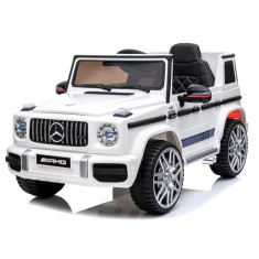 Masinuta electrica pentru copii Mercedes G63 AMG, 70W 12V, scaun tapitat, roti moi EVA, premium, alba