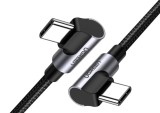 CABLU alimentare si date Ugreen, &quot;US323&quot;, Fast Charging Data Cable pt. smartphone, USB Type-C la USB Type-C 60W/3A Angled 90&Acirc;&deg;, braided, 1m, negru &quot;70