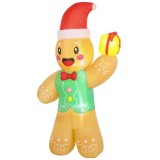 Outsunny Om din Turtă Dulce Gonflabil de Crăciun 2,5 m cu LED-uri, cutie cadou și ventilator, pentru interior și exterior | Aosom Romania