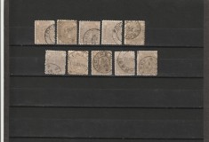 RO - 1890/91 LP 47 h - CIFRA IN PATRU COLTURI LOT 10 TIMBRE STAMPILATE 15 BANI
