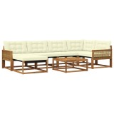 vidaXL Set de canapele de exterior cu pernă 7 pcs Natural și Crem 3381554
