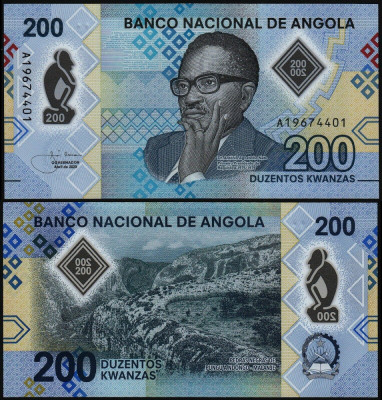 ANGOLA █ bancnota █ 200 Kwanzas █ 2020 █ POLYMER █ UNC █ necirculata foto