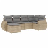 Cumpara ieftin Set canapele de gradina cu perne, 6 piese, bej, poliratan