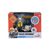 Motocicleta Simba Fireman Sam Police cu figurina Malcolm si accesorii, Simba Toys