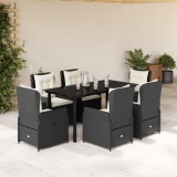 vidaXL Set mobilier de grădină cu perne, 7 piese, negru, poliratan 3262837