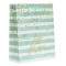 Sacosa Cadou, Model &quot;Gift for You&quot;, Alb, Dungi Verde Menta, Folie Aurie, 20x8x25cm