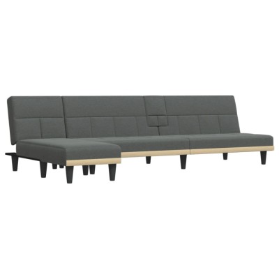 Canapea extensibila in forma de L gri 255x140x70 cm textil foto