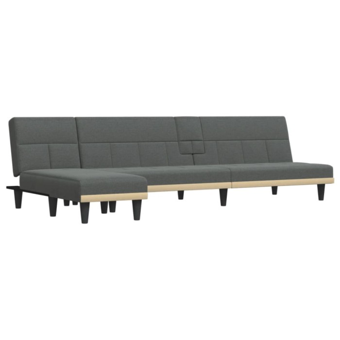 Canapea extensibila in forma de L gri 255x140x70 cm textil