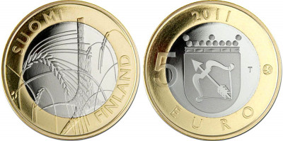 Finlanda moneda comemorativa 5 euro 2011 - Regiunea Savonia - UNC foto