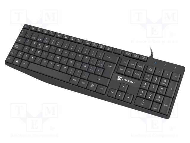 Tastatură neagră USB A NATEC slim cu cablu 1,8m ES layout