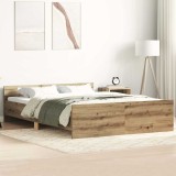vidaXL Cadru pat fără saltea Stejar Artisan 120x190cm Lemn prelucrat 3328770