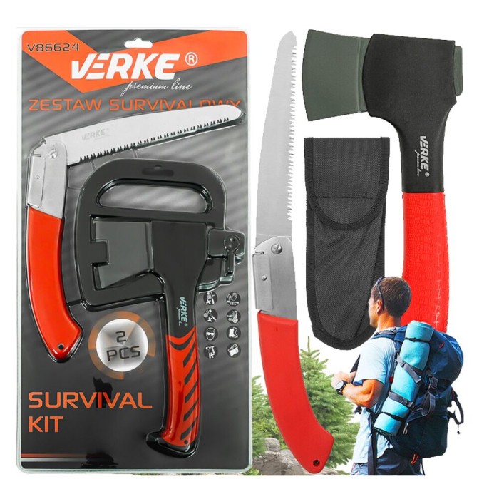 Set 2 piese pentru tamplarie, fierastrau manual si topor, Verke