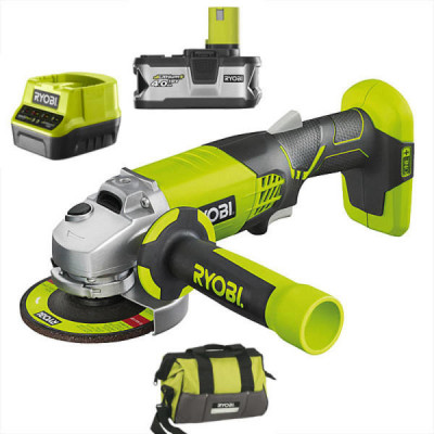 Polizor unghiular Ryobi ONE+, 18 V, disc 115mm, 1 acumulator 4,0 Ah, R18AG-140S foto