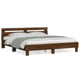 Gossi cadru de pat cu tablie, stejar maro, 160x200 cm, lemn prelucrat