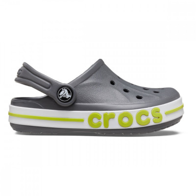 Saboti Crocs Bayaband Clog Kids Gri - Slate grey/Lime Punch foto