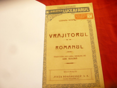Ludwig Borne - Vrajitorul / Romanul -Ed.1912 Biblioteca Luceafarul nr.24 ,32 pag foto