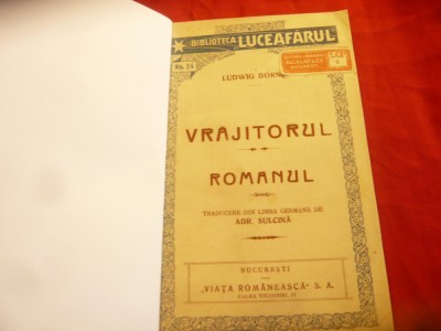 Ludwig Borne - Vrajitorul / Romanul -Ed.1912 Biblioteca Luceafarul nr.24 ,32 pag foto