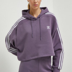 adidas Originals bluza femei, culoarea violet, cu glugă, modelator