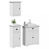 Set mobilier baie, 3 piese, &bdquo;BODO&rdquo;, alb, lemn masiv de pin