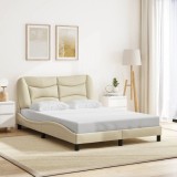 VidaXL Cadru de pat fără saltea, crem, 140x190 cm, textil