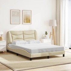 vidaXL Cadru de pat fără saltea, crem, 140x190 cm, textil
