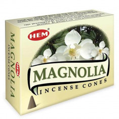 Conuri parfumate Magnolie, gama HEM profesional, sporeste angajamentul in relatii, 10 conuri (25g) aromaterapie suport metalic inclus foto