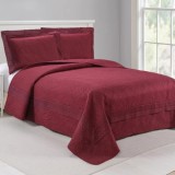 Set pentru pat: cuvertura 230x250 cm. si 2 fete de perna 80x80 cm, visiniu, NOI