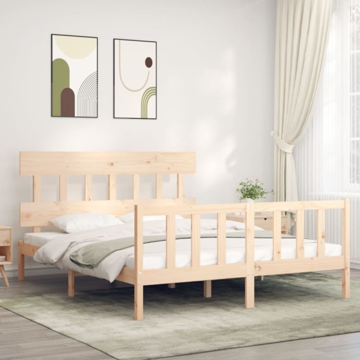Gossi cadru de pat cu tablie, 160x200 cm, lemn masiv