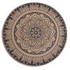 Suport Farfurii Vinil, Model Mandala, Rotund, Diametru 38 cm, Bej/Negru, Oem