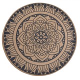 Suport Farfurii Vinil, Model Mandala, Rotund, Diametru 38 cm, Bej/Negru